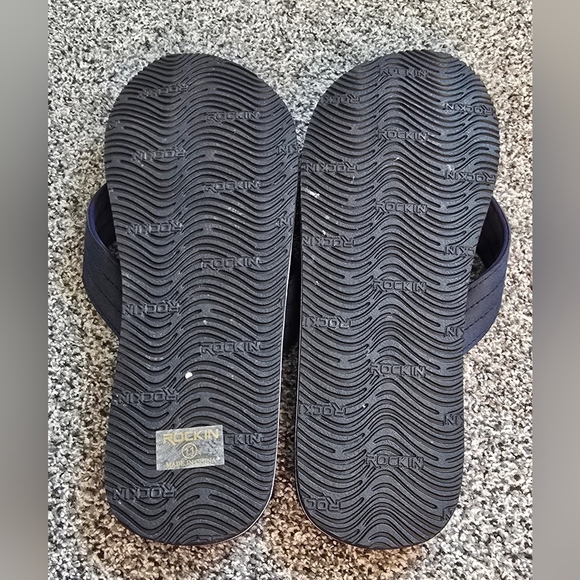 Rockin Footwear Men's Comfort Flip Flops Shoreline Series Navy SIZE 11 - Picture 2 of 7